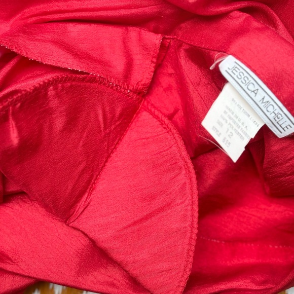 Jessica Michelle Vintage 80s Satin Red Blouse - Picture 3 of 6
